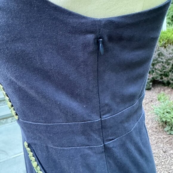 Gretchen Scott Navy Blue~Green Beaded Sleeveless Dress Size XS - Picture 5 of 12